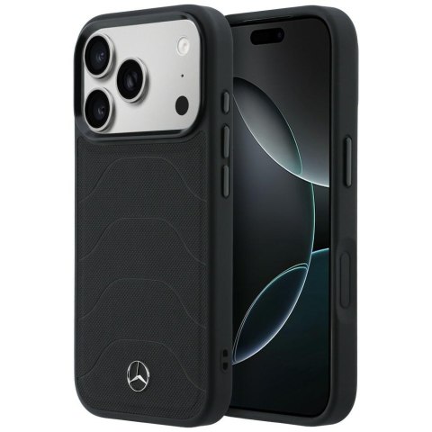 Etui Mercedes Leather Mesh with Bow Line MagSafe do iPhone 17 Pro Max czarny