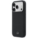 Etui Mercedes Leather Mesh with Bow Line MagSafe do iPhone 17 Pro Max czarny