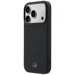 Etui Mercedes Leather Mesh with Bow Line MagSafe do iPhone 17 Pro Max czarny