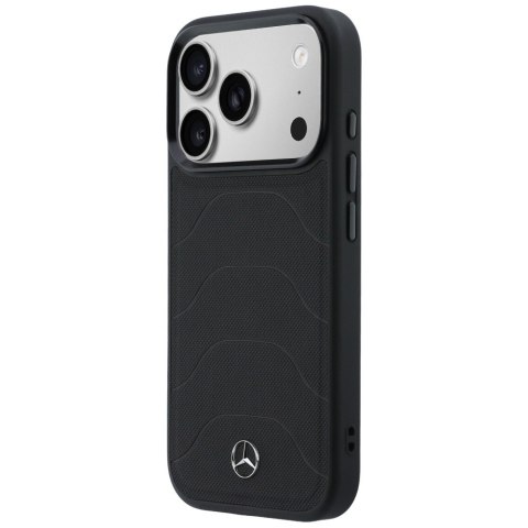 Etui Mercedes Leather Mesh with Bow Line MagSafe do iPhone 17 Pro Max czarny