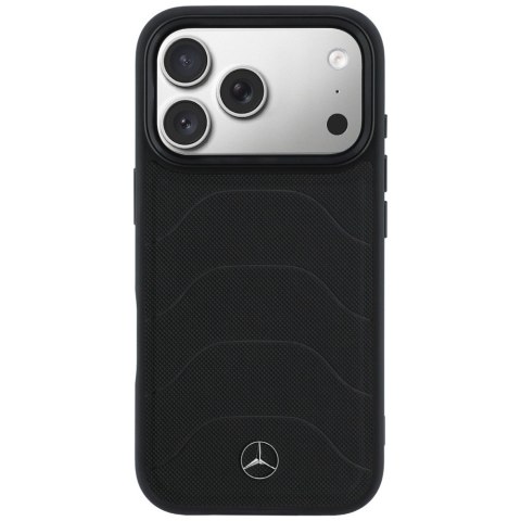 Etui Mercedes Leather Mesh with Bow Line MagSafe do iPhone 17 Pro Max czarny