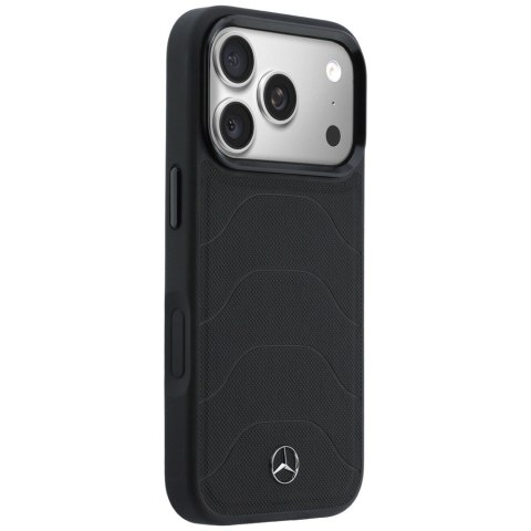 Etui Mercedes Leather Mesh with Bow Line MagSafe do iPhone 17 Pro Max czarny