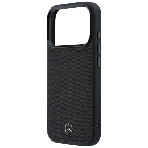 Etui Mercedes Leather Mesh with Bow Line MagSafe do iPhone 17 Pro Max czarny
