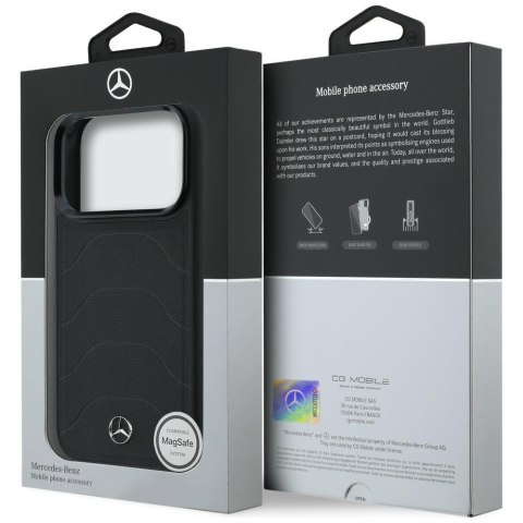 Etui Mercedes Leather Mesh with Bow Line MagSafe do iPhone 17 Pro Max czarny
