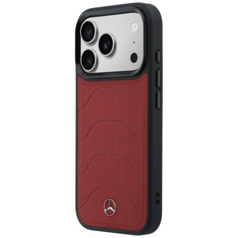 Etui Mercedes Leather Mesh with Bow Line MagSafe do iPhone 17 Pro czerwony