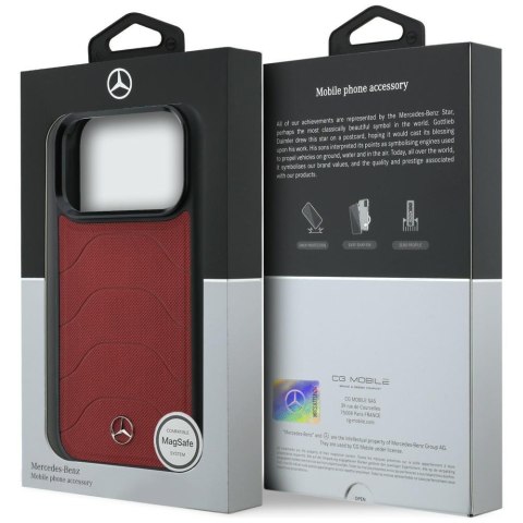 Etui Mercedes Leather Mesh with Bow Line MagSafe do iPhone 17 Pro czerwony