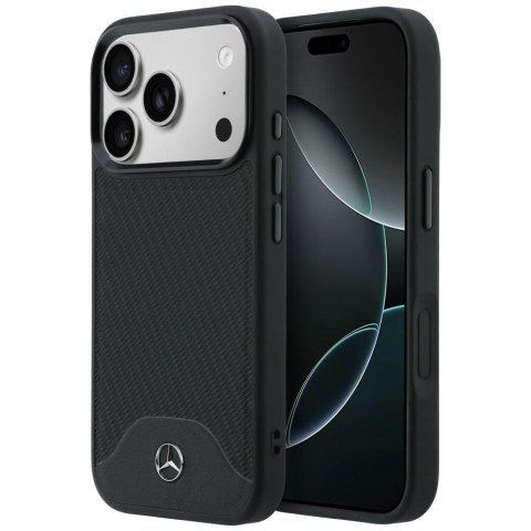 Etui Mercedes Leather Wood Effect and Curve MagSafe do iPhone 17 Pro czarny
