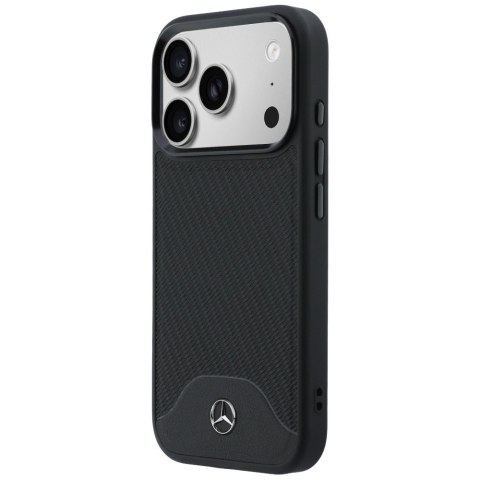 Etui Mercedes Leather Wood Effect and Curve MagSafe do iPhone 17 Pro czarny