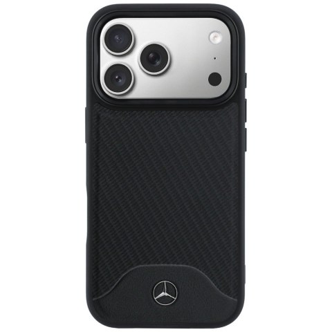 Etui Mercedes Leather Wood Effect and Curve MagSafe do iPhone 17 Pro czarny