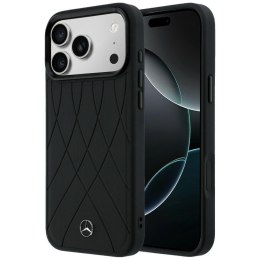 Etui Mercedes Leather with Crossed Lines MagSafe do iPhone 17 Pro Max czarny