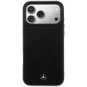 Etui Mercedes Leather with Crossed Lines MagSafe do iPhone 17 Pro Max czarny
