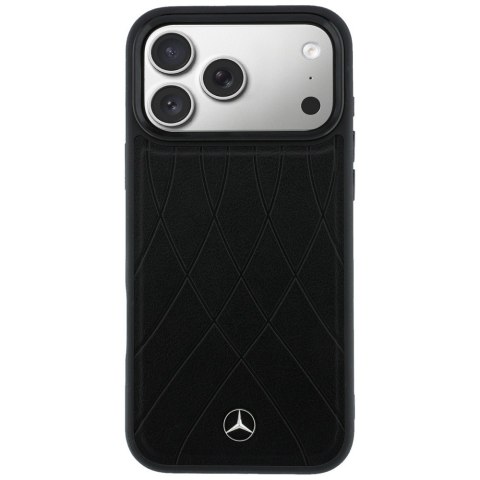 Etui Mercedes Leather with Crossed Lines MagSafe do iPhone 17 Pro Max czarny