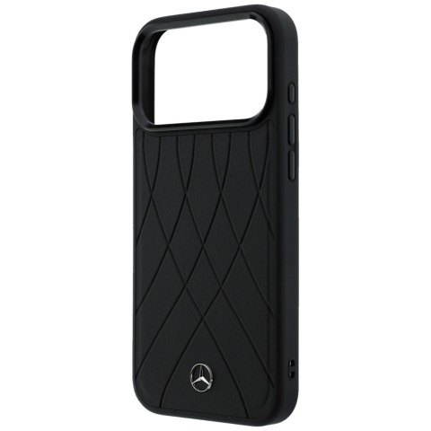 Etui Mercedes Leather with Crossed Lines MagSafe do iPhone 17 Pro Max czarny