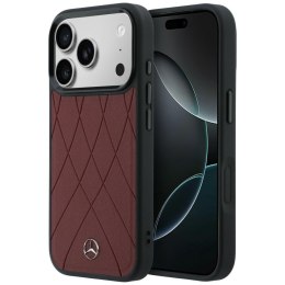 Etui Mercedes Leather with Crossed Lines MagSafe do iPhone 17 Pro Max czerwony