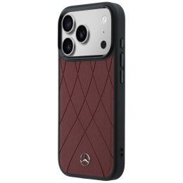 Etui Mercedes Leather with Crossed Lines MagSafe do iPhone 17 Pro Max czerwony
