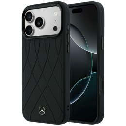 Etui Mercedes Leather with Crossed Lines MagSafe do iPhone 17 Pro czarny
