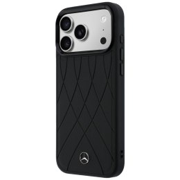 Etui Mercedes Leather with Crossed Lines MagSafe do iPhone 17 Pro czarny