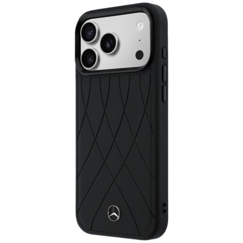 Etui Mercedes Leather with Crossed Lines MagSafe do iPhone 17 Pro czarny