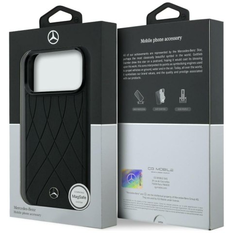 Etui Mercedes Leather with Crossed Lines MagSafe do iPhone 17 Pro czarny