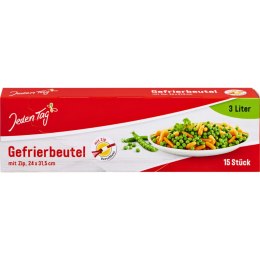 Jeden Tag Woreczki do Mrożenia z Zamkiem 3 l,15 szt.