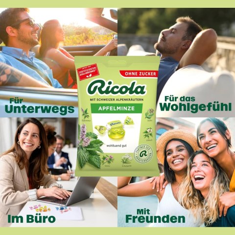 Ricola Apfelminze Cukierki bez Cukru Mięta Jabłkowa 75 g