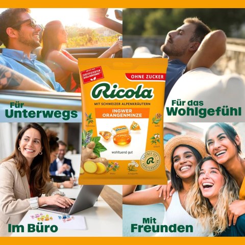 Ricola Ingwer & Orangenminze Cukierki bez Cukru Imbir, Pomarańcza, Mięta 75 g