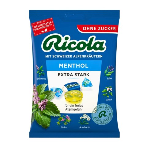 Ricola Menthol Extra Stark Cukierki bez Cukru 75 g