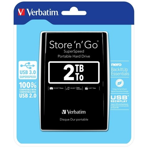 Dysk zewnętrzny Verbatim Store n Go USB 3.0 HDD 2TB czarny 53177