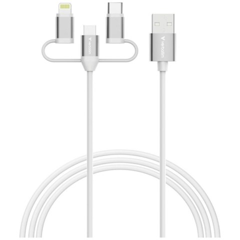 Kable Verbatim Sync & Charge USB-A do Micro-B, USB-C, Lightning essentials 18W biały 32394
