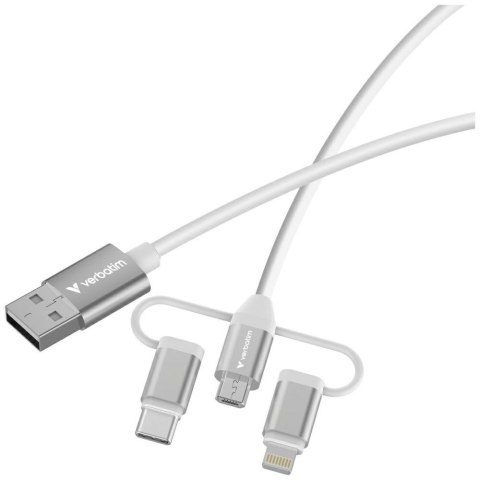 Kable Verbatim Sync & Charge USB-A do Micro-B, USB-C, Lightning essentials 18W biały 32394