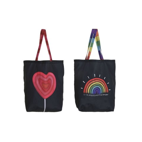 Torba z tkaniny DKD Home Decor Czarny Wielokolorowy 43 x 15 x 40 cm (2 Sztuk)