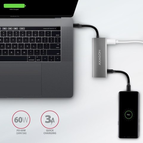 AXAGON HMC-5G21 USB-HUB 2x USB-A + 2x USB-C + HDMI 4K/30Hz, USB-C 3,1 - 13cm