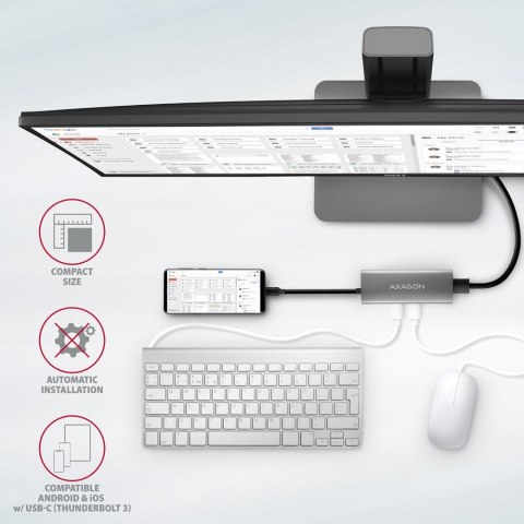 AXAGON HMC-5G21 USB-HUB 2x USB-A + 2x USB-C + HDMI 4K/30Hz, USB-C 3,1 - 13cm