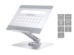 CONCEPTRONIC Uchwyt na laptopa ze stacją dokującą 7 w 1 srebrny