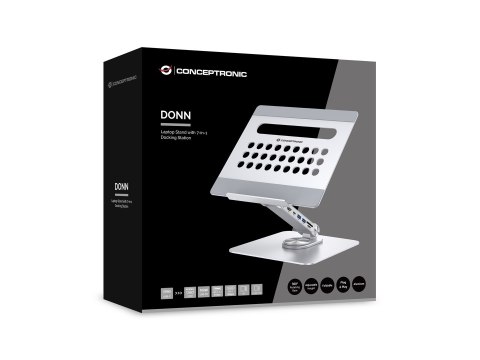 CONCEPTRONIC Uchwyt na laptopa ze stacją dokującą 7 w 1 srebrny
