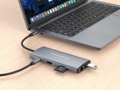 Conceptronic DONN06G stacja dokująca Przewodowa USB 3.2 Gen 1 (3.1 Gen 1) Type-C Szary