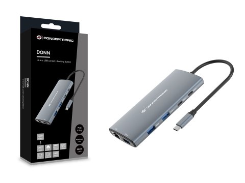 Conceptronic DONN06G stacja dokująca Przewodowa USB 3.2 Gen 1 (3.1 Gen 1) Type-C Szary
