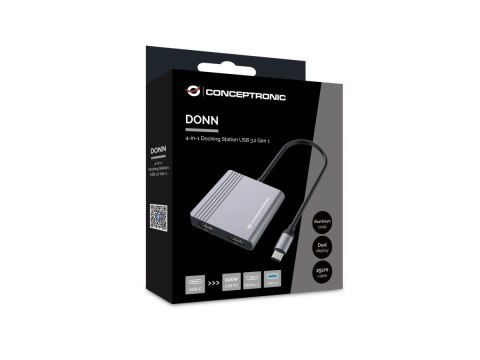 Conceptronic DONN13G stacja dokująca Przewodowa USB 3.2 Gen 1 (3.1 Gen 1) Type-C Szary