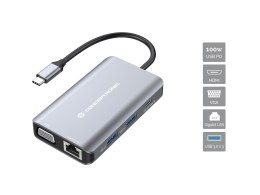 Conceptronic DONN21G stacja dokująca Przewodowa USB 3.2 Gen 1 (3.1 Gen 1) Type-C Szary
