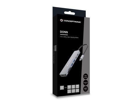 Conceptronic DONN28G Przewodowa USB 3.2 Gen 1 (3.1 Gen 1) Type-C Szary