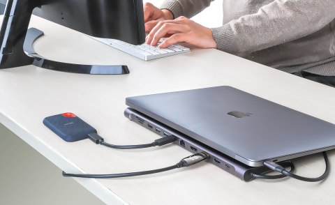 MANHATTAN Stacja dokująca 12-w-1 4K 1xHDMI 2xDP 3xUSB-A