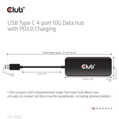 CLUB3D CSV-1548 stacja dokująca Przewodowa USB 3.2 Gen 1 (3.1 Gen 1) Type-C Czarny