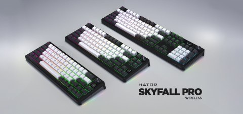 HATOR Skyfall Pro Wireless 65 klawiatura Gaming USB + RF Wireless + Bluetooth QWERTY US English Czarny, Szary