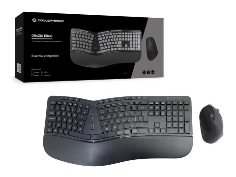 Conceptronic ORAZIO02PT klawiatura Dołączona myszka Biuro RF Wireless QWERTY Portugalski Czarny