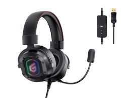 Conceptronic ATHAN02B słuchawki/zestaw słuchawkowy Przewodowa Opaska na głowę Gaming USB Typu-A Czarny