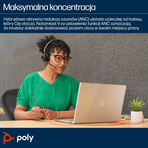 Przewodowe słuchawki HP Poly Blackwire 8225 USB-C/A