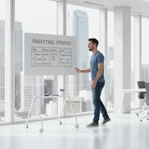 ERGO OFFICE MOBILNA TABLICA SUCHOŚCIERALNA, ORIENTACJA POZIOMA, BIAŁA, JEDNOSTRONNA, Z PÓŁKĄ, WYMIARY TABLICY 1190X790MM ER-3