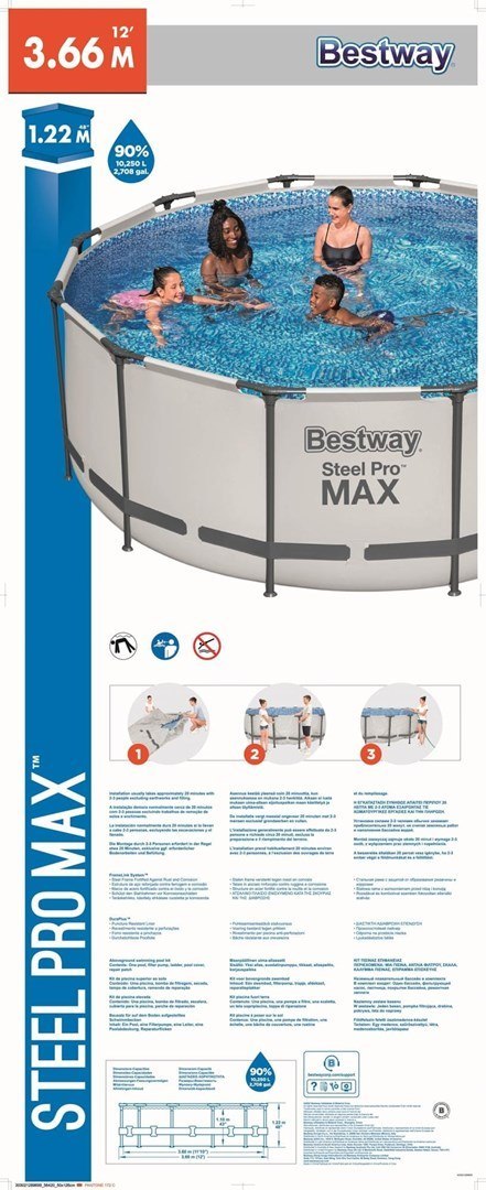 Bestway Steel Pro 56420 basen zewnętrzny naziemny Basen ramowy W kształcie okręgu 10250 l
