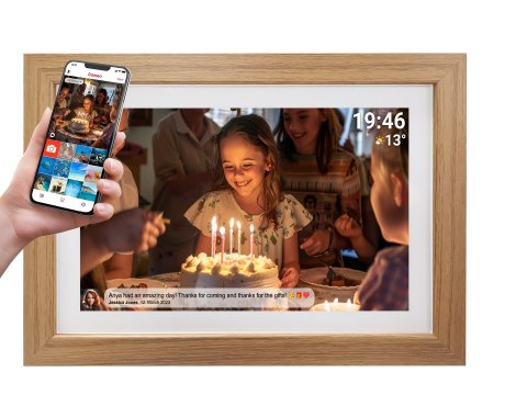 Cyfrowa ramka na zdjęcia Denver PFF-1543LW jasny brąz 39,6 cm (15.6") Ekran dotykowy Wi-Fi