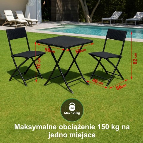 Mały zestaw mebli ogrodowych Black Forest | dwa krzesła + stolik czarny
